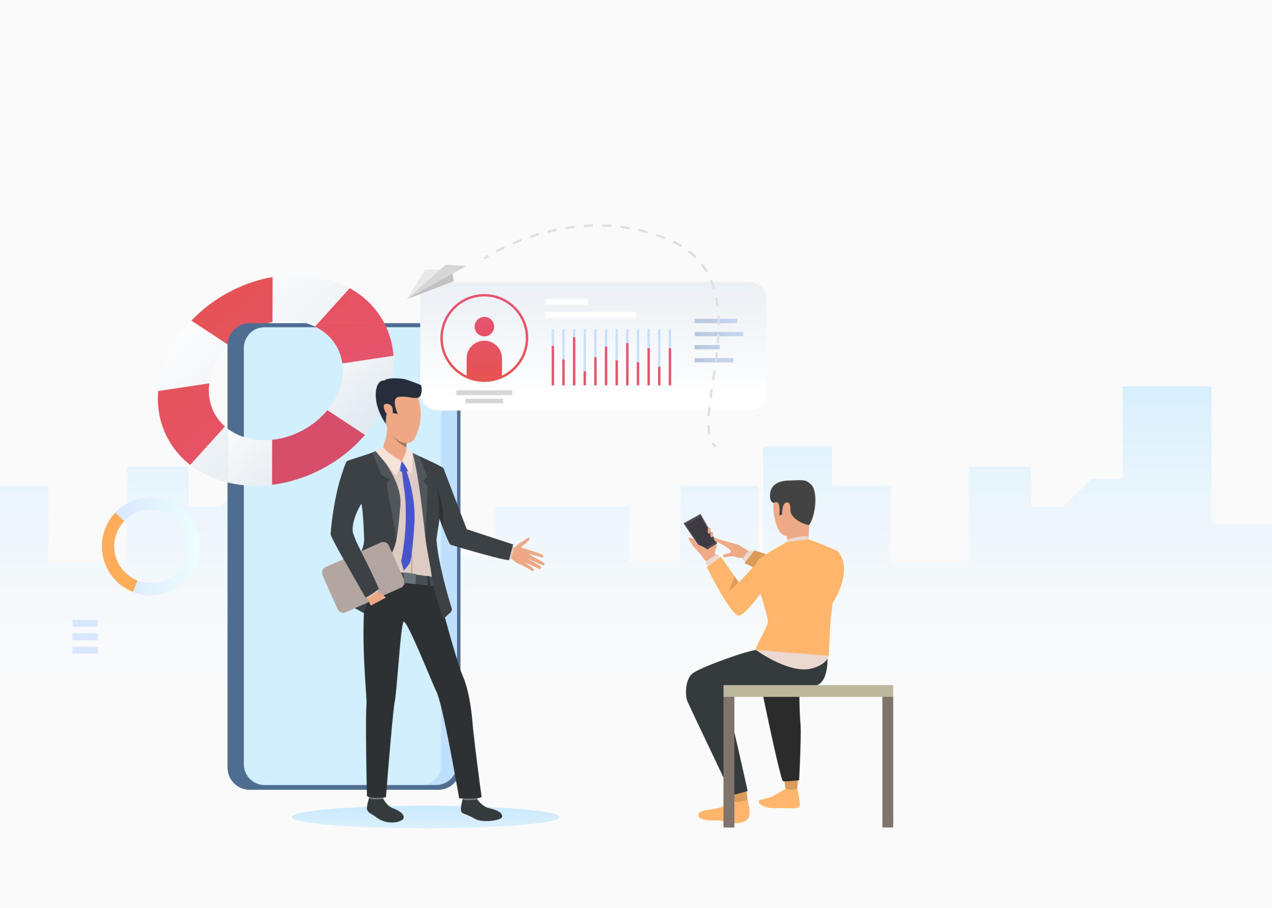 our-services-02 business consultant and man using smartphone