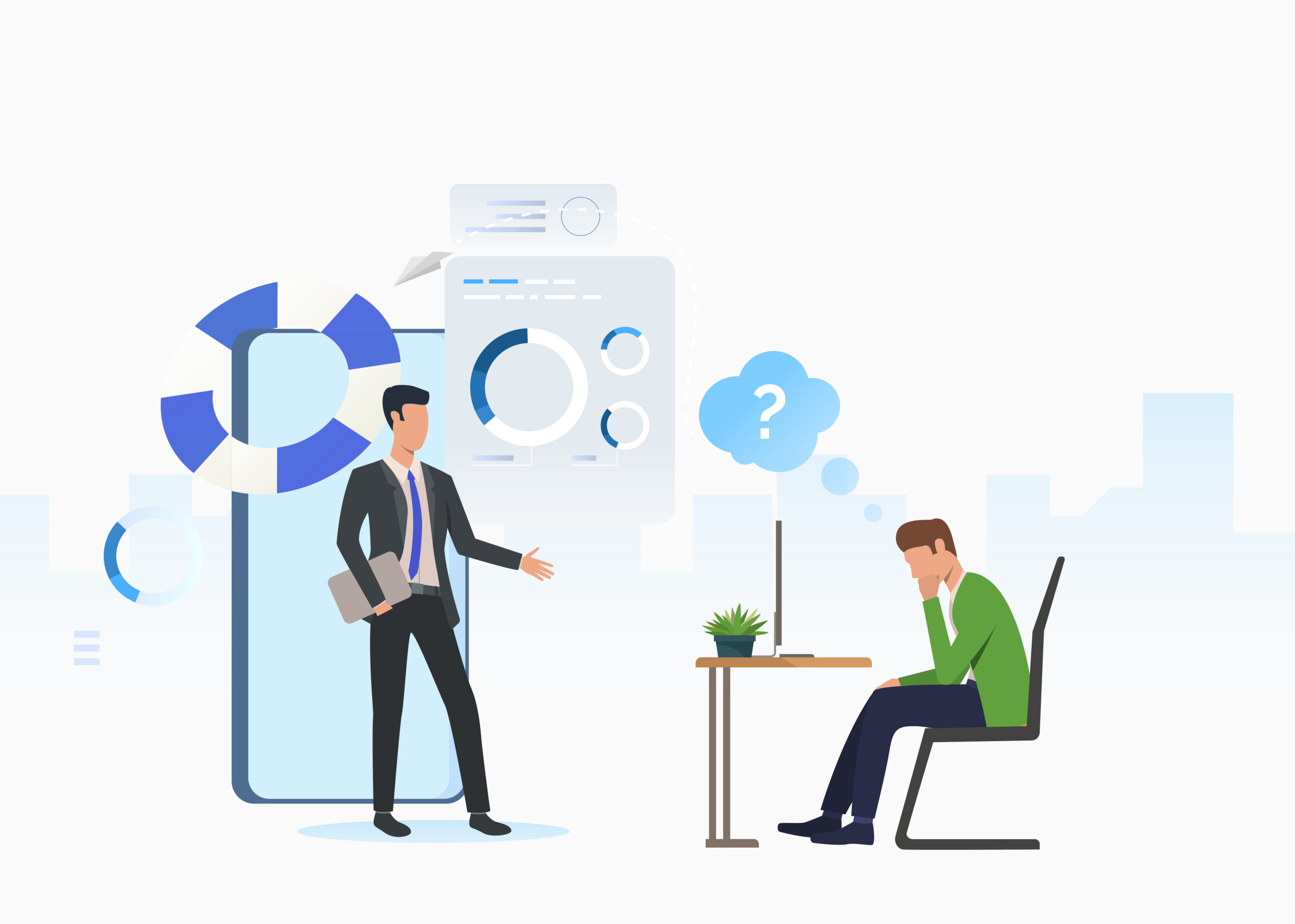 our-services-01 business consultant and thoughtful man working on laptop