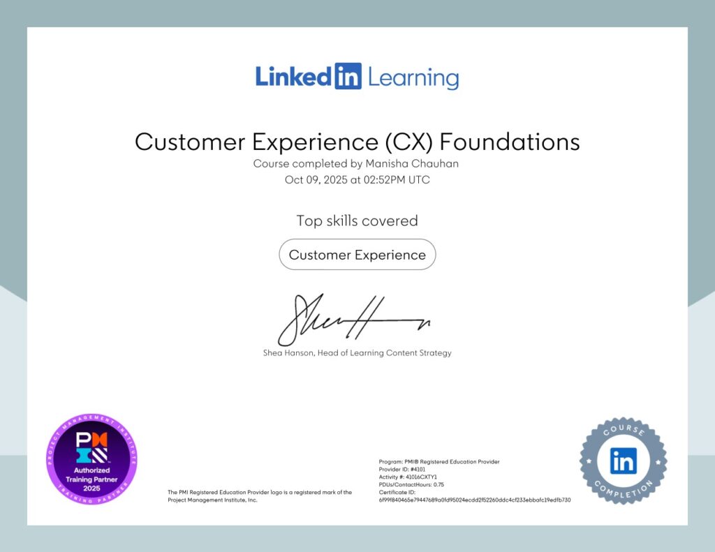 customer experience certificate
